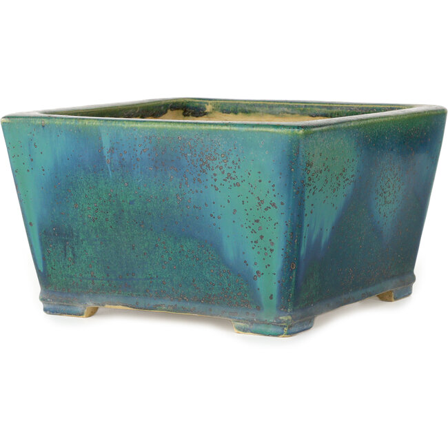 Vierkante groene bonsaipot van Aiba Koyou - 257 x 257 x 147 mm