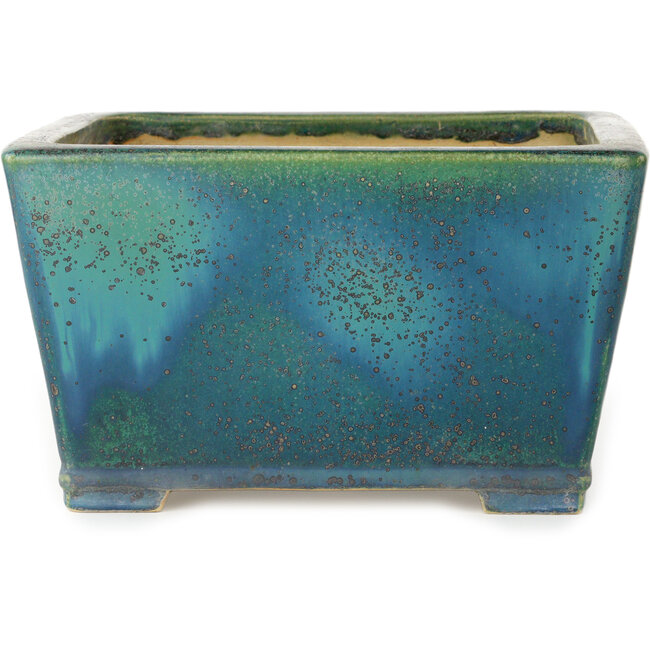 Maceta cuadrada verde para bonsái de Aiba Koyou - 257 x 257 x 147 mm