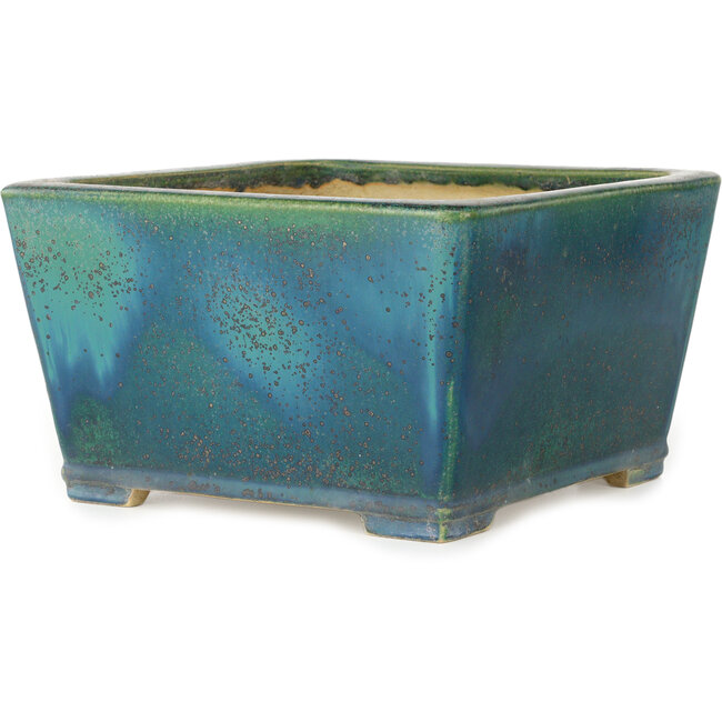 Maceta cuadrada verde para bonsái de Aiba Koyou - 257 x 257 x 147 mm