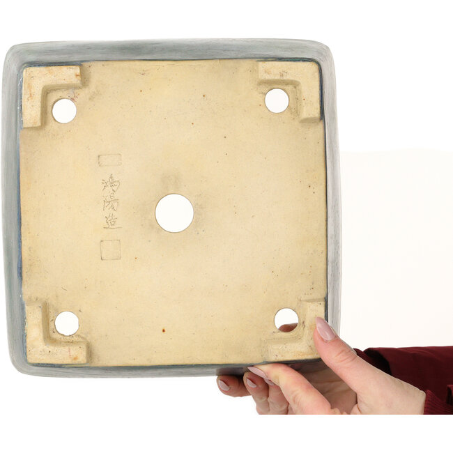 Quadratischer grüner Bonsai-Topf von Aiba Koyou – 257 x 257 x 147 mm