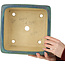 Square green bonsai pot by Aiba Koyou - 257 x 257 x 147 mm