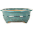 Oval green bonsai pot by Seizan (Reihou, Kataoka Katsushi, master Seizan kiln) - 353 x 270 x 105 mm