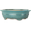 Oval green bonsai pot by Seizan (Reihou, Kataoka Katsushi, master Seizan kiln) - 353 x 270 x 105 mm