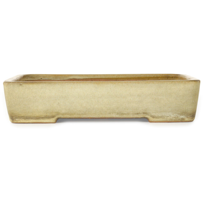 Rechthoekige, gebroken witte bonsaipot van Yamafusa - 287 x 218 x 60 mm