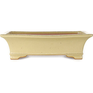 Seizan (Reihou, Kataoka Katsushi, master Seizan kiln) Vaso bonsai rettangolare bianco sporco da 377 mm di Seizan (Reihou, Kataoka Katsushi, master Seizan kiln), Tokoname, Giappone