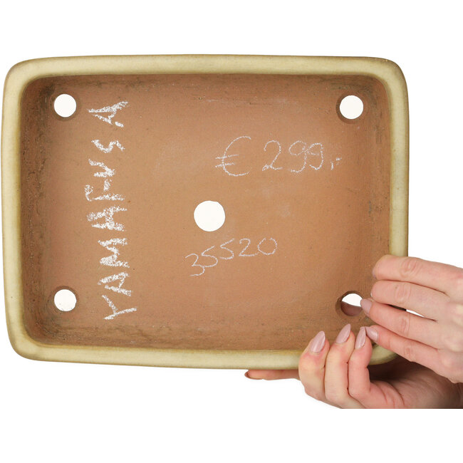 Pot à bonsaï rectangulaire blanc cassé de Yamafusa - 287 x 218 x 60 mm