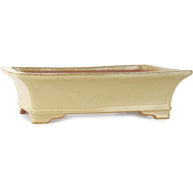 Pot à bonsaï rectangulaire blanc cassé par Seizan (Reihou, Kataoka Katsushi, maître four Seizan) - 377 x 285 x 105 mm