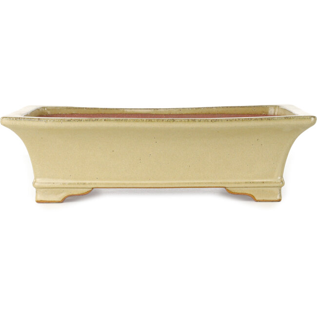 Vaso bonsai rettangolare bianco sporco di Seizan (Reihou, Kataoka Katsushi, forno del maestro Seizan) - 377 x 285 x 105 mm