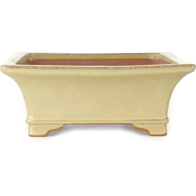 Rectangular off-white bonsai pot by Seizan (Reihou, Kataoka Katsushi, master Seizan kiln) - 377 x 285 x 105 mm