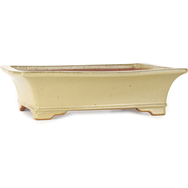 Rectangular off-white bonsai pot by Seizan (Reihou, Kataoka Katsushi, master Seizan kiln) - 377 x 285 x 105 mm