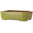 Pot à bonsaï rectangulaire vert citron par Seizan (Reihou, Kataoka Katsushi, maître four Seizan) - 317 x 230 x 87 mm