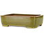 Pot à bonsaï rectangulaire vert citron par Seizan (Reihou, Kataoka Katsushi, maître four Seizan) - 317 x 230 x 87 mm