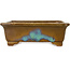 Rectangular brown and blue bonsai pot by Gyouzan - 342 x 288 x 115 mm
