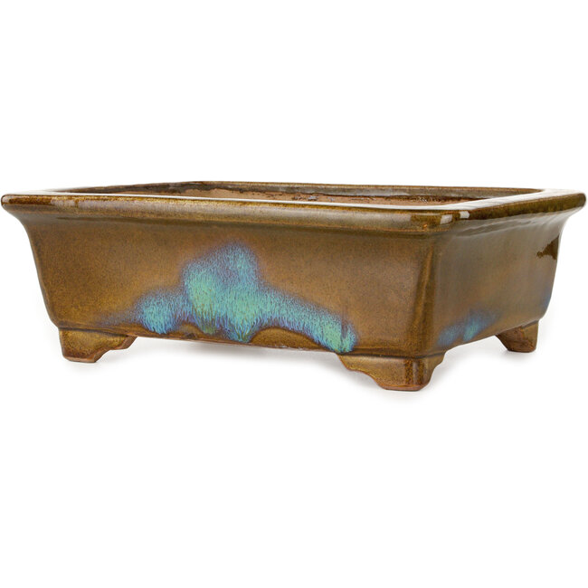 Rechteckiger braun-blauer Bonsai-Topf von Gyouzan – 342 x 288 x 115 mm