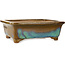 Rectangular brown and blue bonsai pot by Gyouzan - 342 x 288 x 115 mm