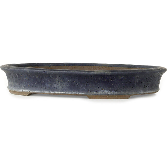 Pot à bonsaï ovale bleu foncé de Shuhou - 350 x 265 x 53 mm