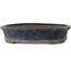 Oval dark blue bonsai pot by Shuhou - 350 x 265 x 53 mm