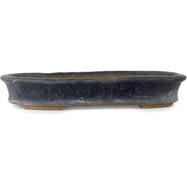 Pot à bonsaï ovale bleu foncé de Shuhou - 350 x 265 x 53 mm