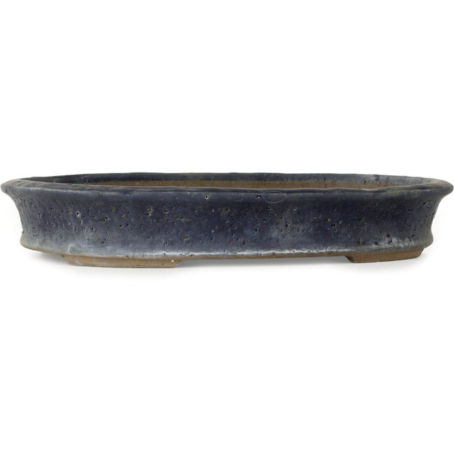 Pot à bonsaï ovale bleu foncé de Shuhou - 350 x 265 x 53 mm