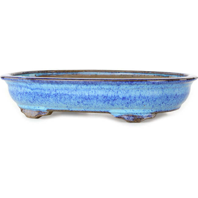 Ovale donkerblauwe bonsaipot van Shuhou - 335 x 255 x 65 mm