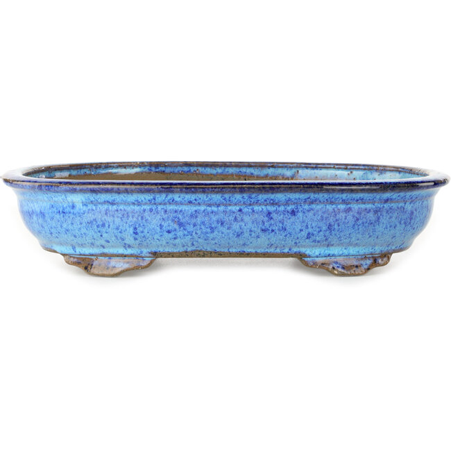 Pot à bonsaï ovale bleu foncé de Shuhou - 335 x 255 x 65 mm