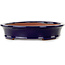 Oval dark blue bonsai pot by Seizan (Reihou, Kataoka Katsushi, master Seizan kiln) - 385 x 295 x 60 mm