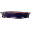 Oval dark blue bonsai pot by Seizan (Reihou, Kataoka Katsushi, master Seizan kiln) - 385 x 295 x 60 mm