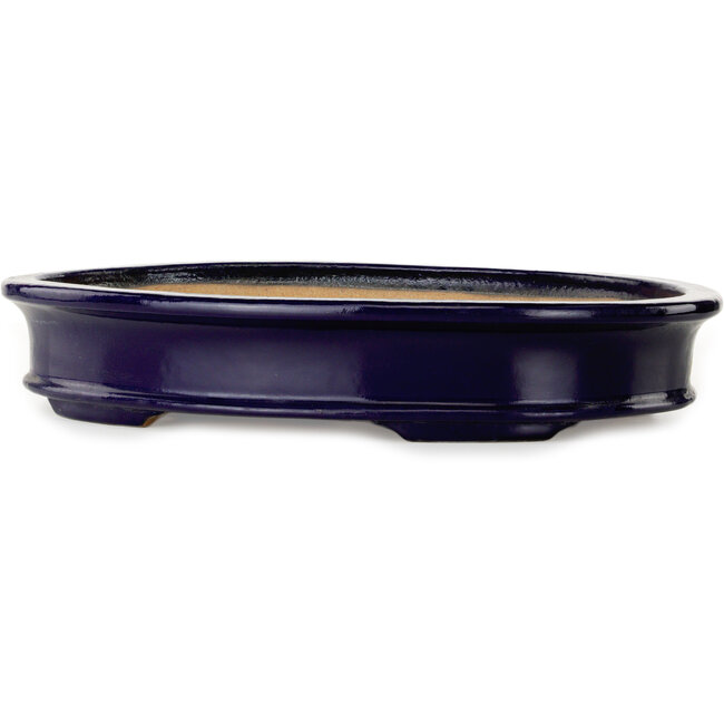 Ovale donkerblauwe bonsaipot van Hattori - 395 x 295 x 72 mm