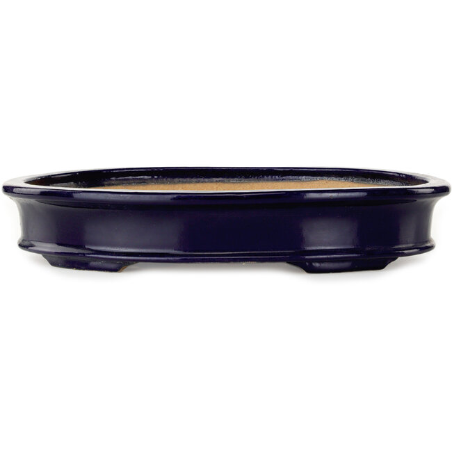 Ovaler, dunkelblauer Bonsai-Topf von Hattori – 395 x 295 x 72 mm