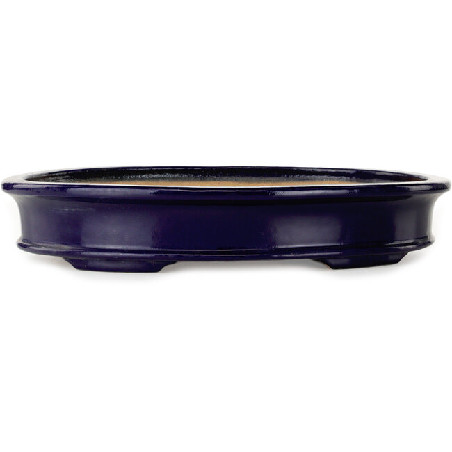Pot à bonsaï ovale bleu foncé de Hattori - 395 x 295 x 72 mm