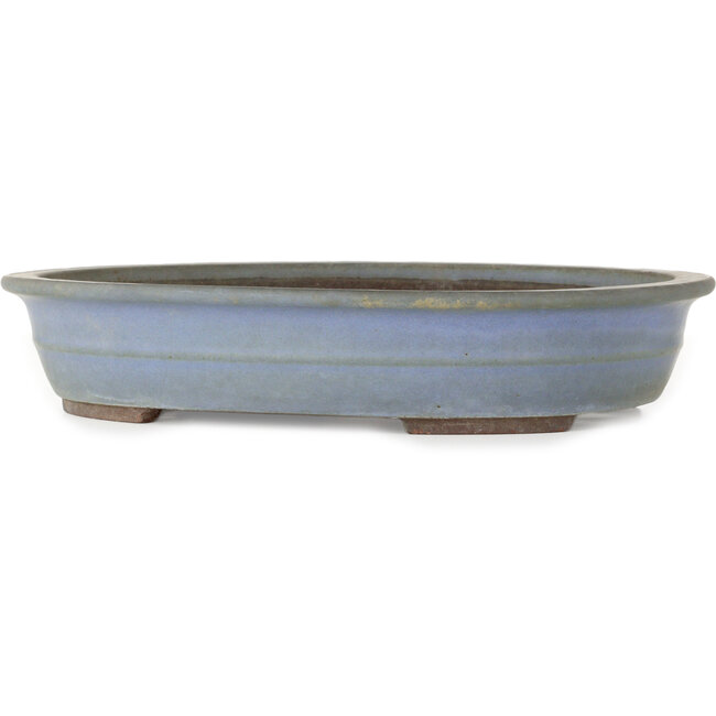 Ovale donkerblauwe bonsaipot van Yamaaki - 340 x 280 x 65 mm