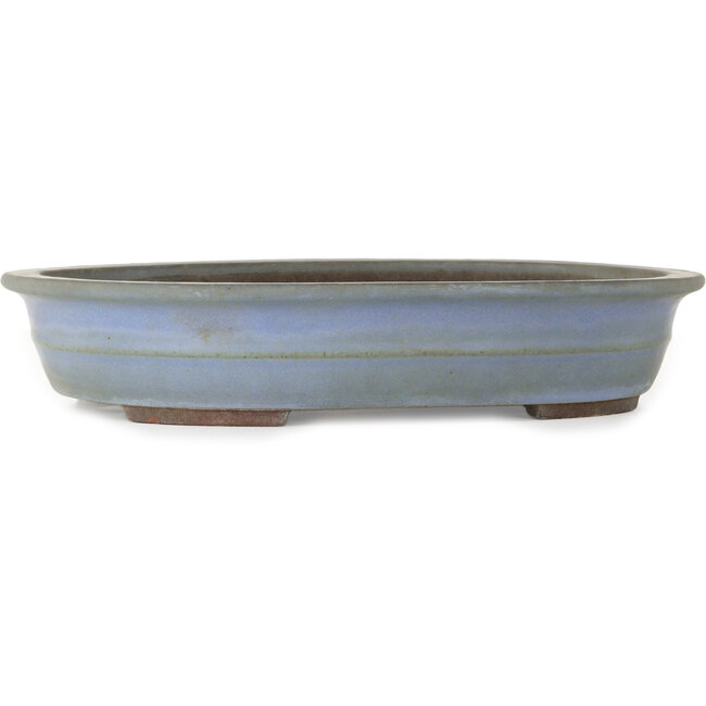 Oval dark blue bonsai pot by Yamaaki - 340 x 280 x 65 mm