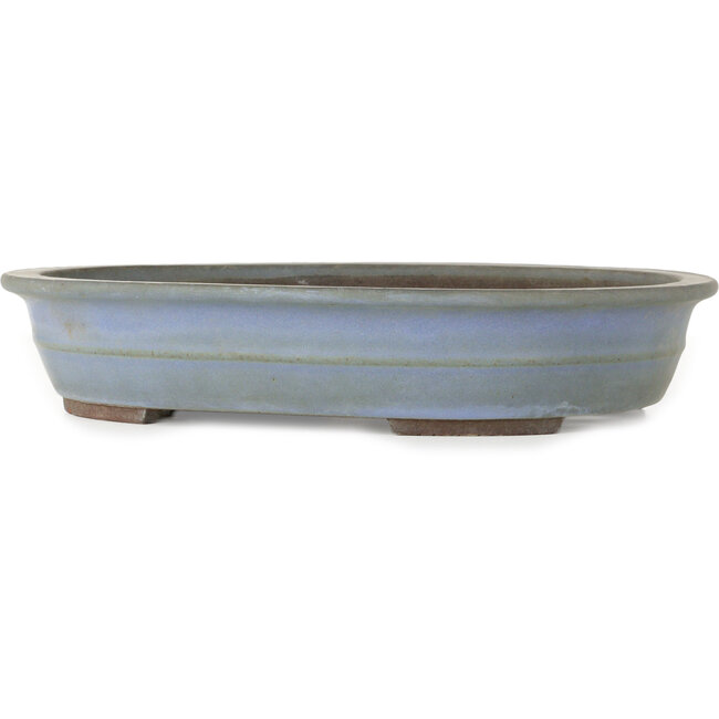 Oval dark blue bonsai pot by Yamaaki - 340 x 280 x 65 mm
