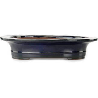  Kakuzan Pot à bonsaï ovale bleu foncé de 455 mm par Kakuzan, Tokoname, Japon