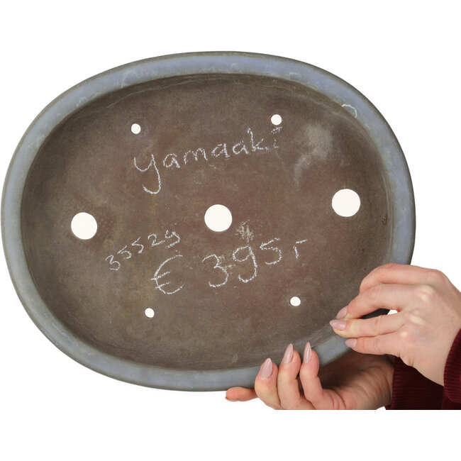 Vaso bonsai ovale blu scuro di Yamaaki - 340 x 280 x 65 mm