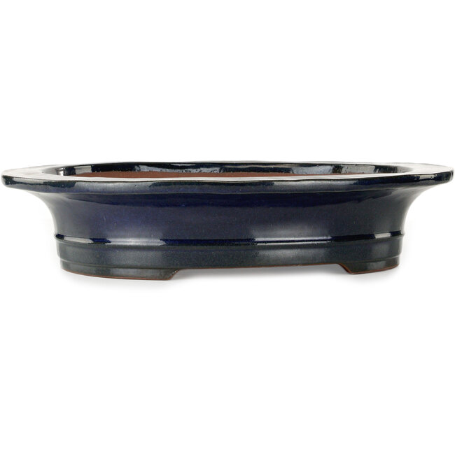 Vaso bonsai ovale blu scuro di Kakuzan - 455 x 380 x 95 mm