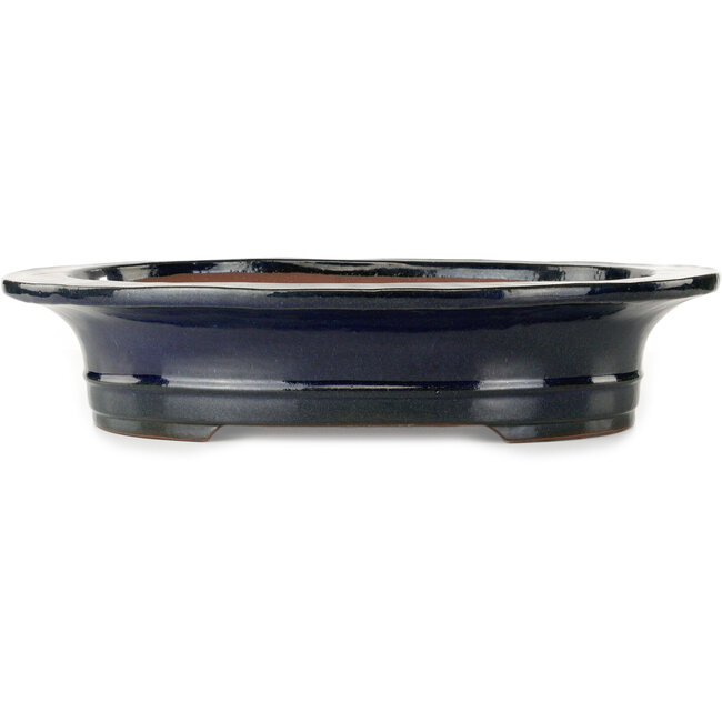 Oval dark blue bonsai pot by Kakuzan - 455 x 380 x 95 mm