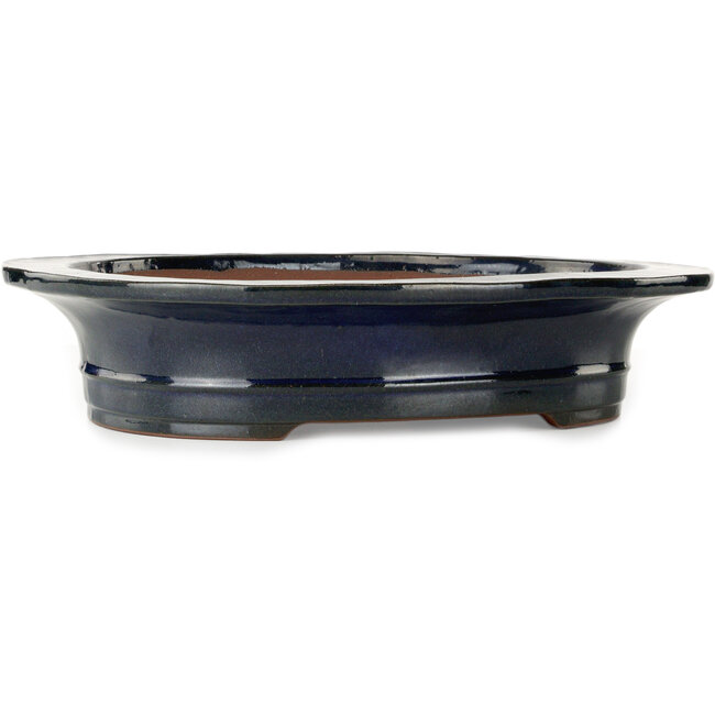 Pot à bonsaï ovale bleu foncé de Kakuzan - 455 x 380 x 95 mm