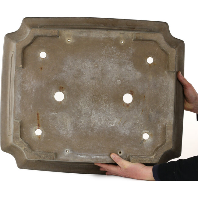 Rectangular unglazed bonsai pot - 705 x 600 x 173 mm