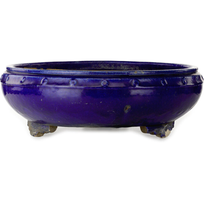Round dark blue bonsai pot by Kanto - 540 x 540 x 173 mm