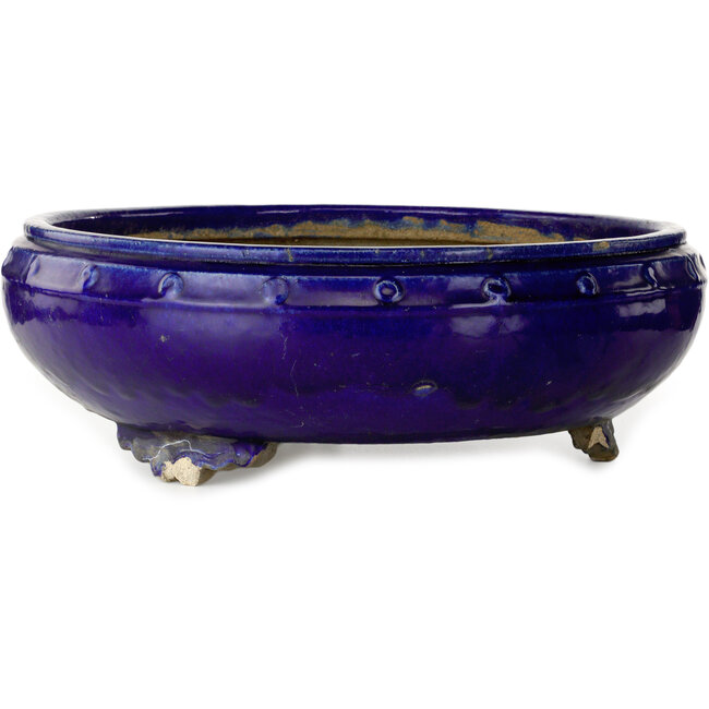 Pot à bonsaï rond bleu foncé de Kanto - 540 x 540 x 173 mm