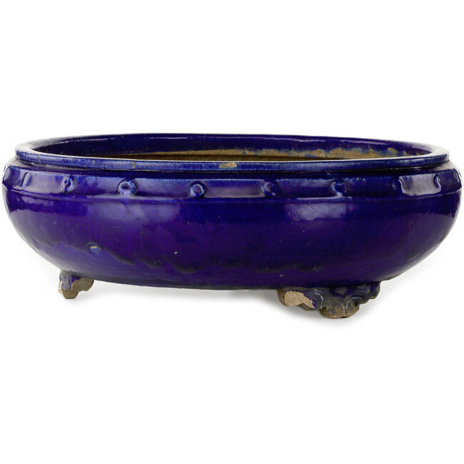 Round dark blue bonsai pot by Kanto - 540 x 540 x 173 mm
