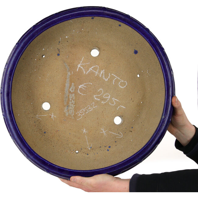 Round dark blue bonsai pot by Kanto - 540 x 540 x 173 mm