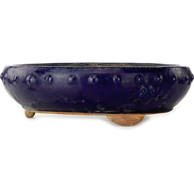 Pot à bonsaï rond bleu foncé de Kanto - 480 x 480 x 135 mm