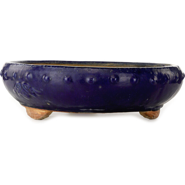 Round dark blue bonsai pot by Kanto - 480 x 480 x 135 mm