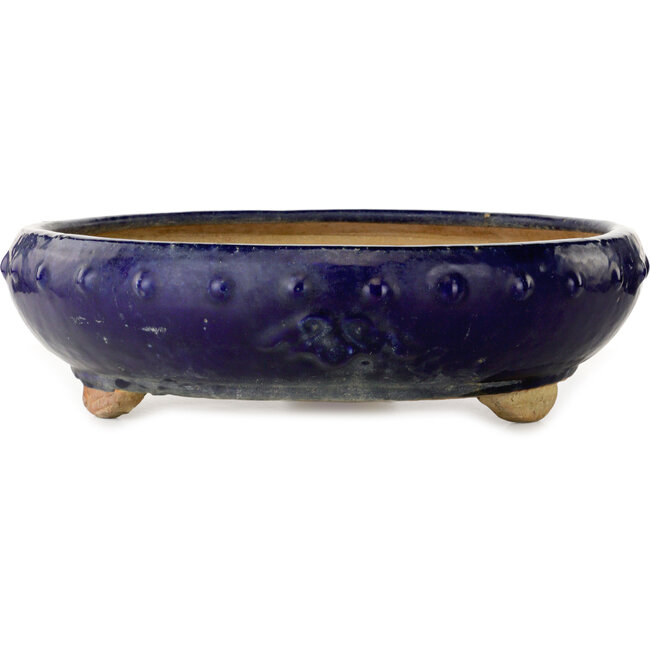 Round dark blue bonsai pot by Kanto - 480 x 480 x 135 mm