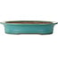 Oval turquoise bonsai pot by Seizan (Reihou, Kataoka Katsushi, master Seizan kiln) - 557 x 465 x 105 mm