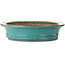 Ovale turquoise bonsaipot van Seizan (Reihou, Kataoka Katsushi, meester Seizan oven) - 557 x 465 x 105 mm