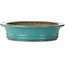 Pot à bonsaï ovale turquoise par Seizan (Reihou, Kataoka Katsushi, maître four Seizan) - 557 x 465 x 105 mm
