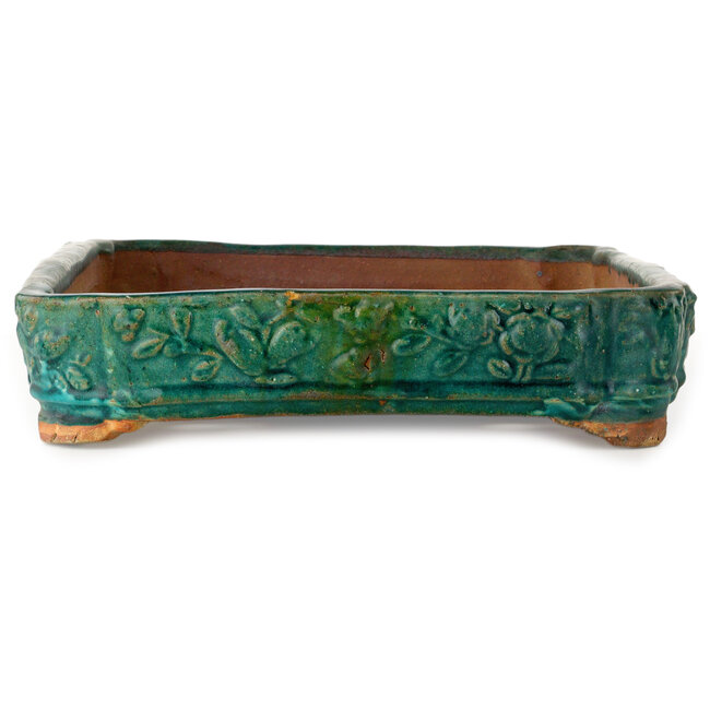 Pot à bonsaï rectangulaire vert de Kanto - 522 x 377 x 85 mm